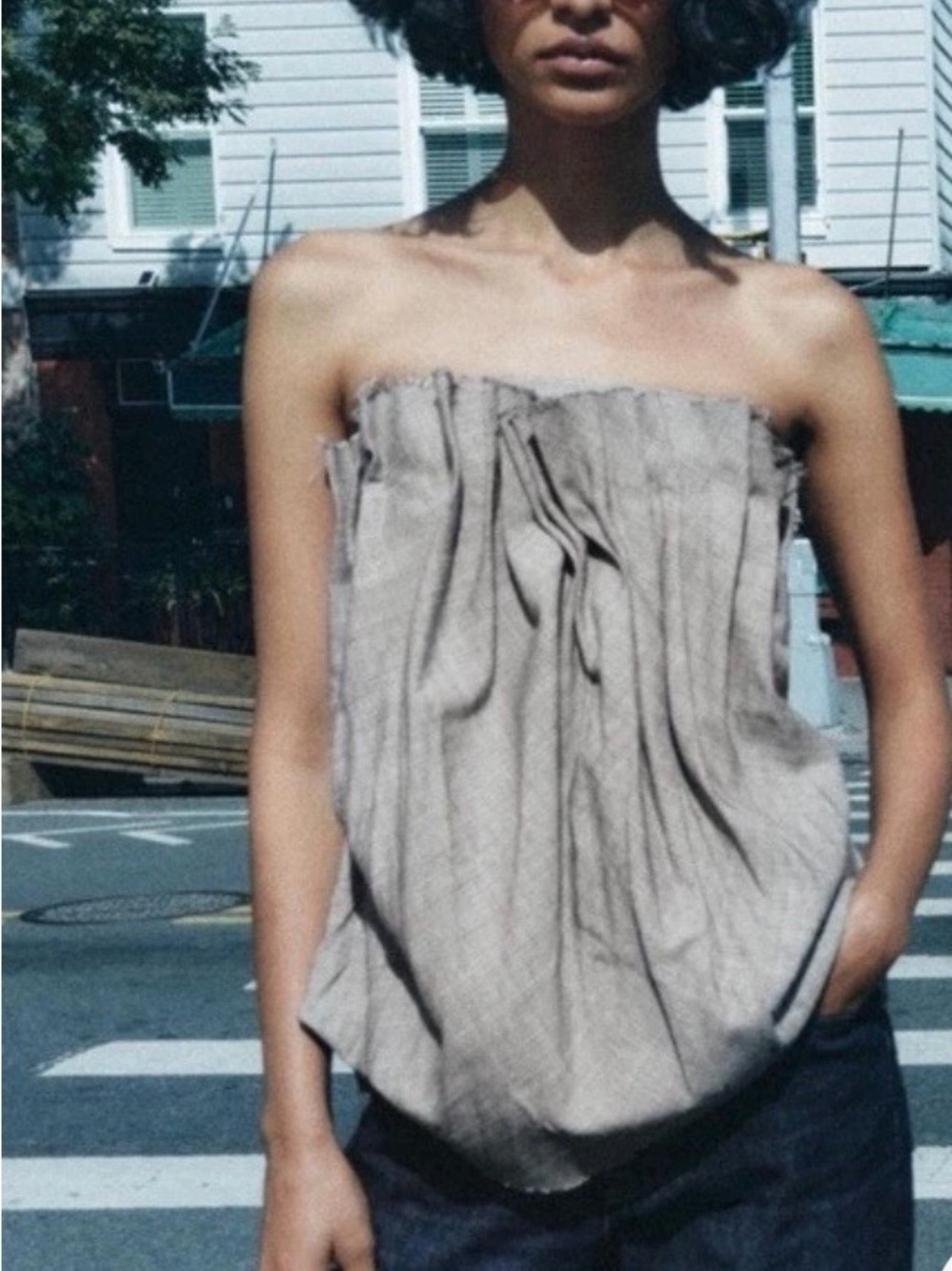 Plaid Pleated Sleeveless Top